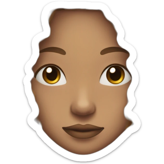 face of a woman with long big brown thick curly dreadlocks, her eyes closed and she is blushing sticker