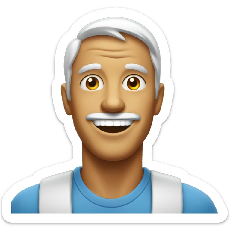 A happy man with eyes wide open with a line of salt in front of him  sticker