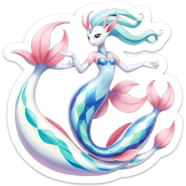 Primarina-Meloetta-Cresselia-Milotic-Amaura-Pokémon-Fakémon-fusion, full body sticker