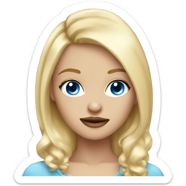 girl with blue eyes and blonde hair in coquette style sticker