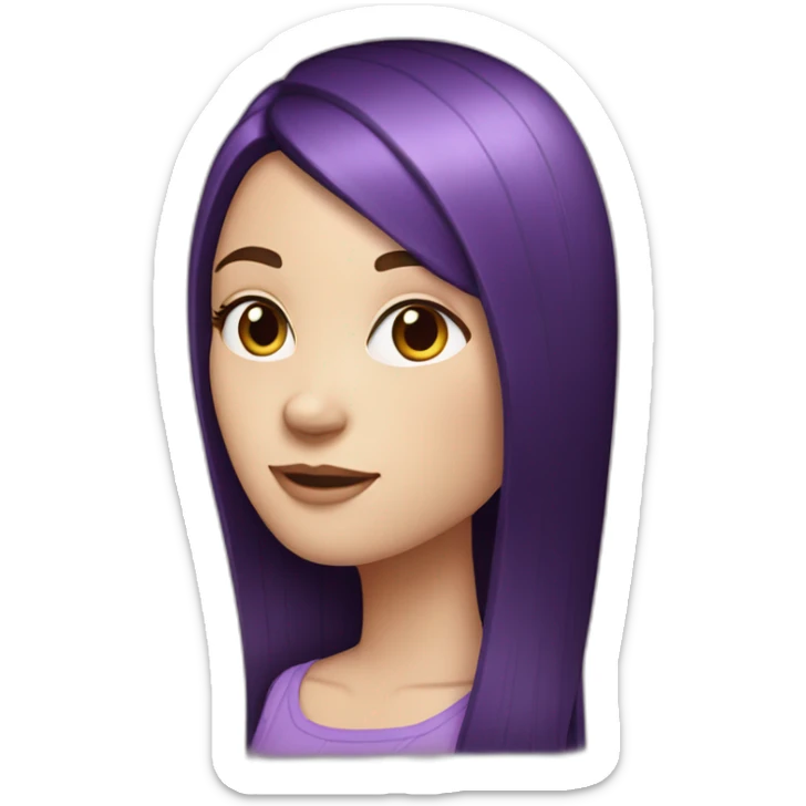 White girl with long straight black and purple hair sticker
