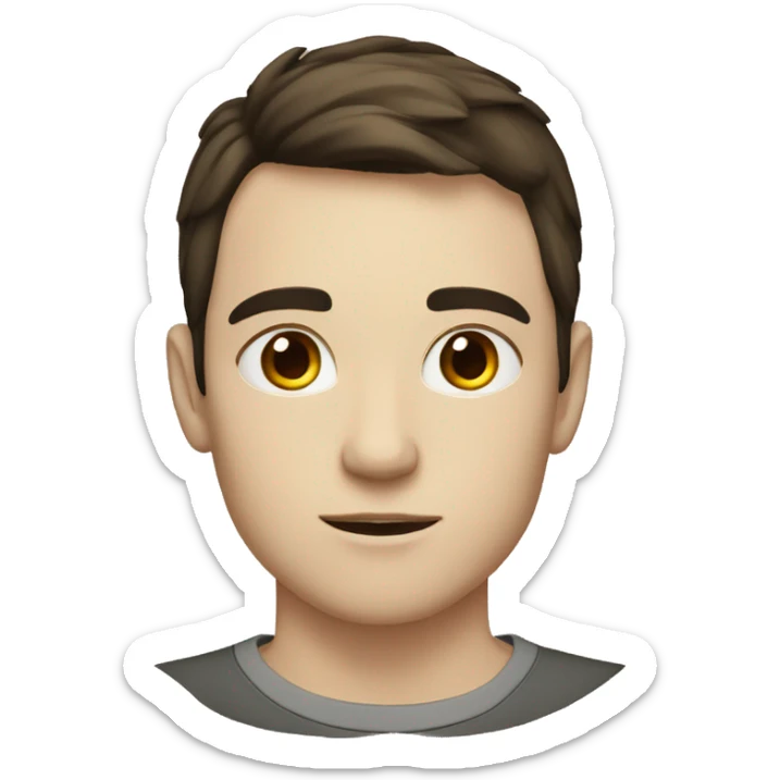 a handsome young man with short dark brown hair, pale skin and a scar between his eyebrows sticker