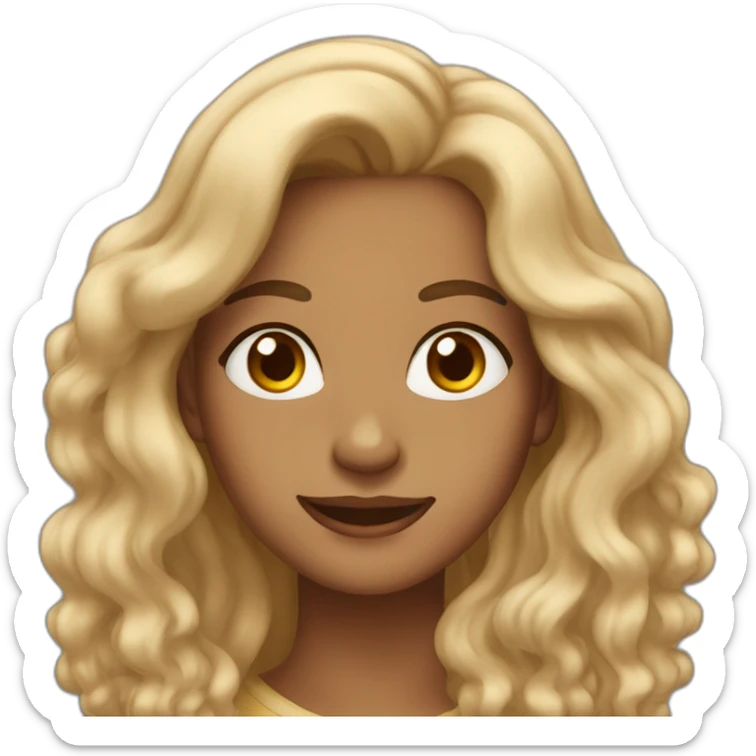 Very proud happy woman. Brown eyes and long wavy hair. Light skin. She is a little cocky sticker