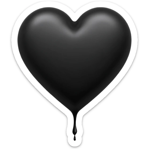 black ink blob heart emoji, isolated on white background, grunge, like pen stroke, flat sticker