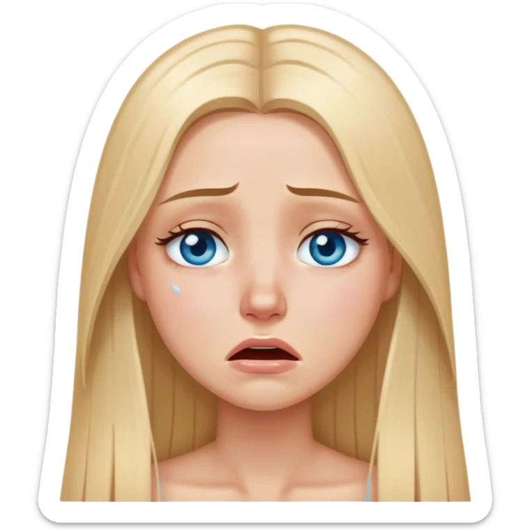 beautiful white girl with long straight blonde hair blue eyes crying  sticker