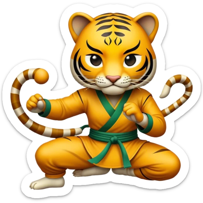 Cinematic Realistic Crouching Tiger, Hidden Dragon Pop Culture Emoji, showcasing a mystical portrayal of ancient martial arts rendered with dynamic textures and epic lighting. sticker
