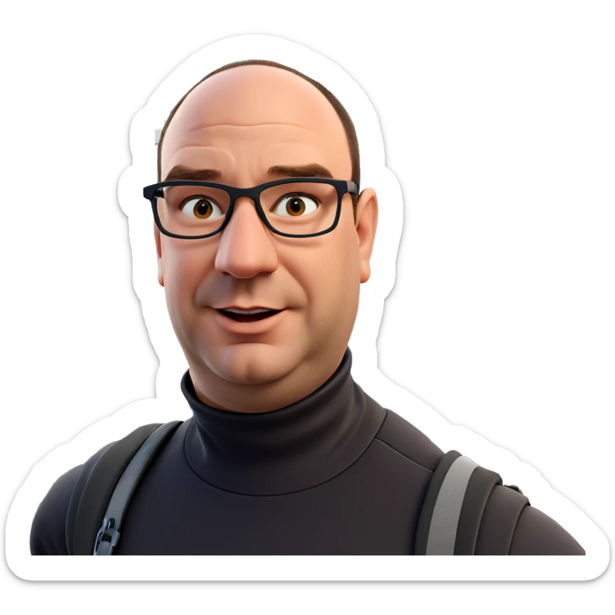 boy with backpack at lamppost sticker