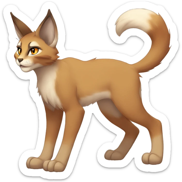 Anthro Beige-Orange-Brown Furry-Sona-Fakemon Lynx-Caracal Full Body sticker