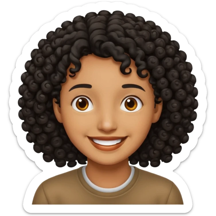 fat person emoji but make him brown skin and curly black hair sticker