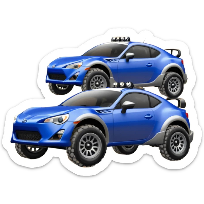 2013 scion fr-s ultramarine off road 4wd monster Baja dessert stadium racer number 86 with large fancy silver wheels  sticker