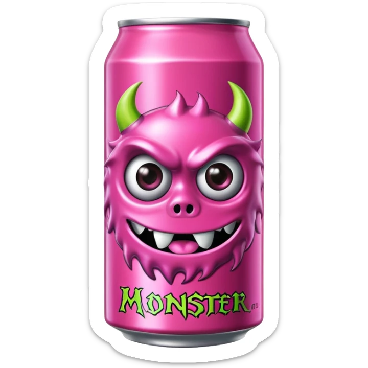 Pink monster energy drink with the logo of original monster company energy drink do not add the face in it just normal monster can  sticker