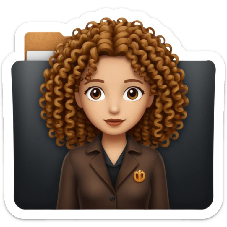 black transparent folder with a canela skin girl with curly hair logo  sticker