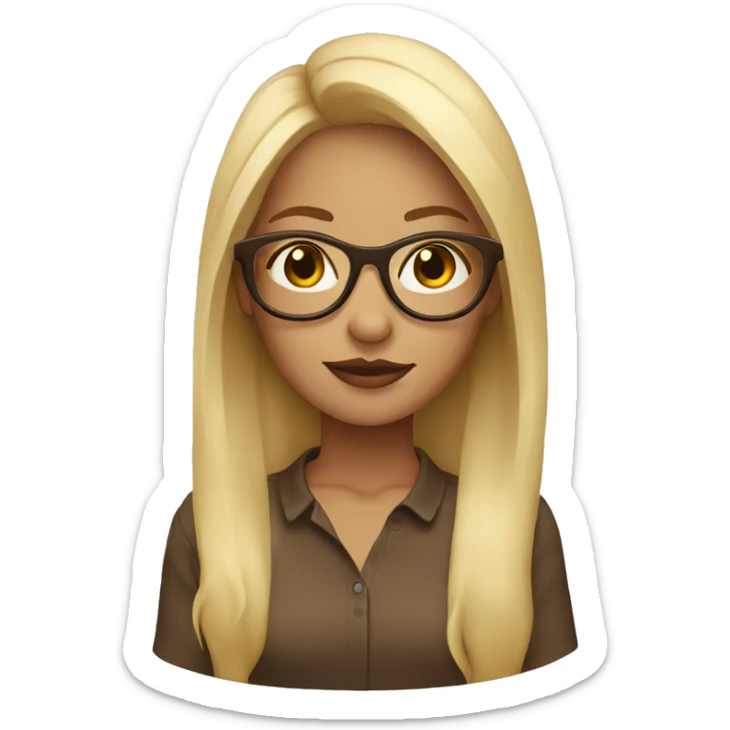 blonde girl wearing  brown round glases sticker