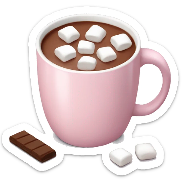 Light Pink mug of hot chocolate with marshmallows  sticker