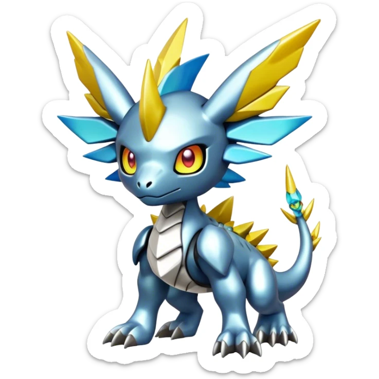 cool edgy cute shiny colorful Archeus-Kyurem-Digimon-Fakemon-animal-hybrid full body sticker