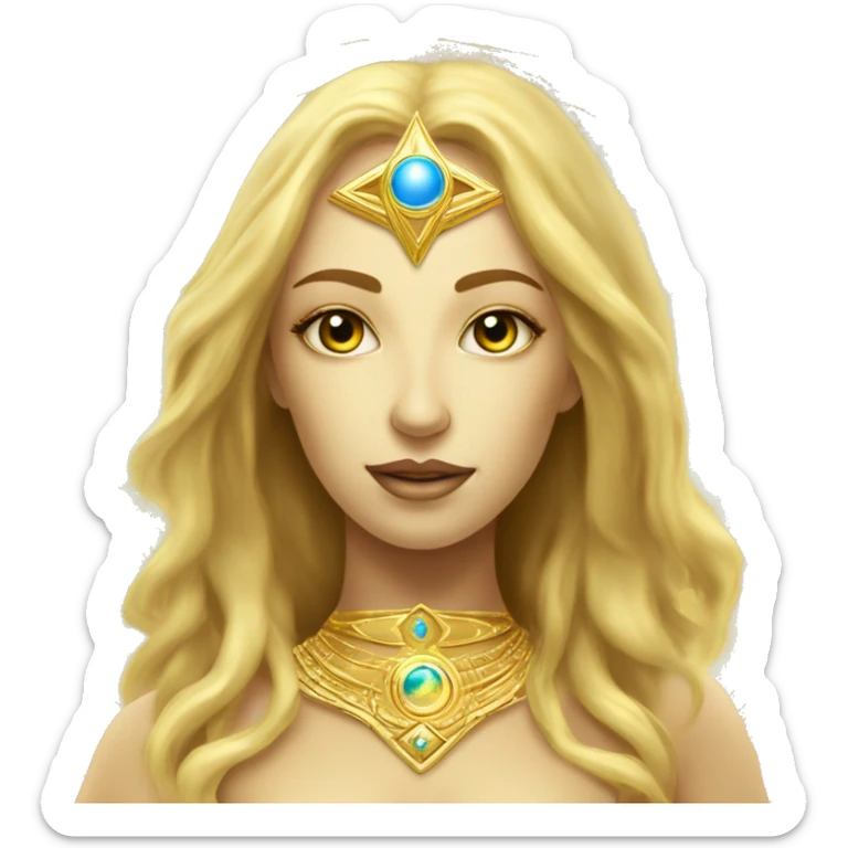 Pleiadian radiant diva woman female golden third eye sticker