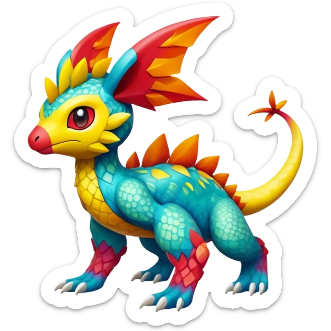 Colorful Exotic Pokémon-Fakémon-hybrid-creature (full body) sticker