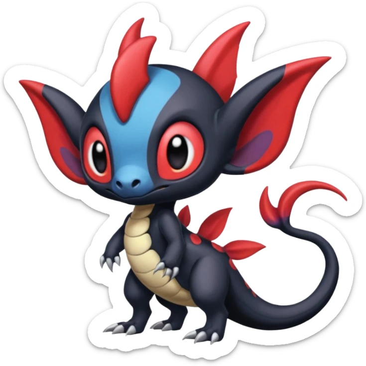 Colorful Exotic Meloetta-Salandit-Darkrai-Venom-Stitch-Fakémon-creature-hybrid sticker