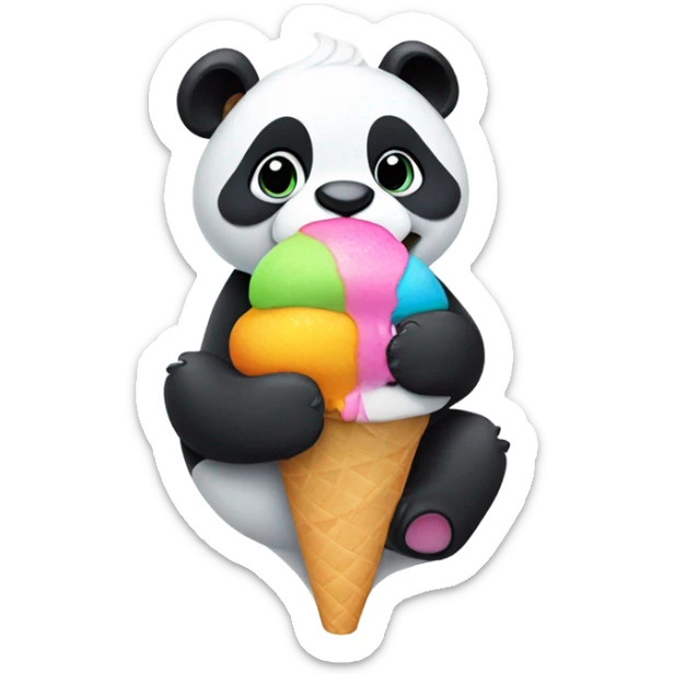 Panda eating ice cream sticker