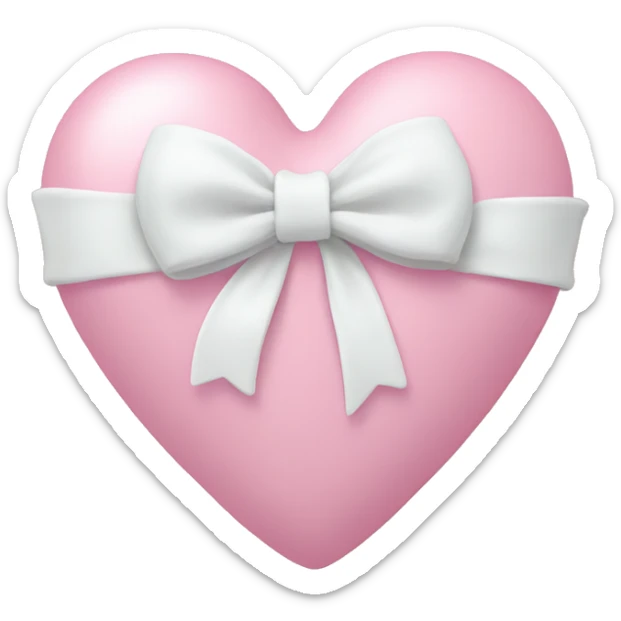 Pastel pink heart with white bow sticker