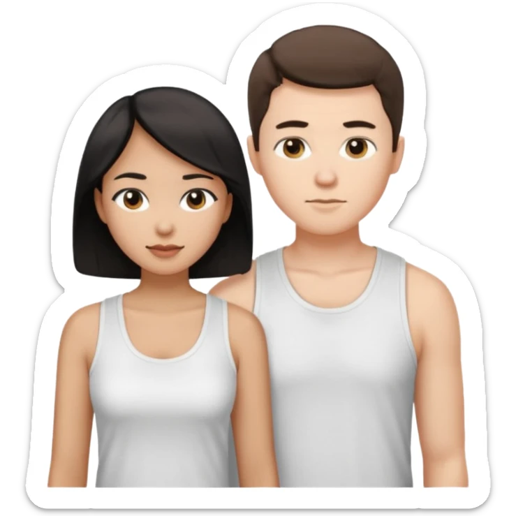 Mixed race couple, white male with mixed female (asian & black)
the female is more asian than she is black
The male is french  sticker