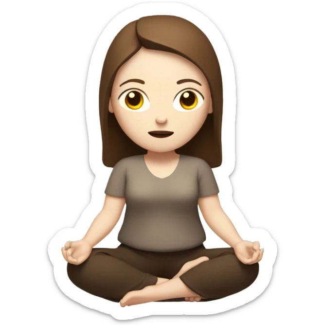 women with white skin and brown hair in a meditation energy sticker