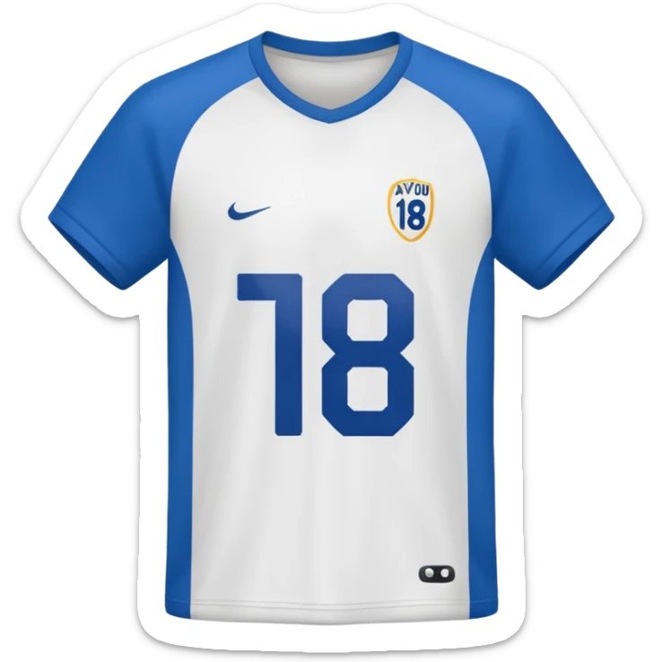 Football T-shirt saying "Ayyub" on the back with number 18 sticker