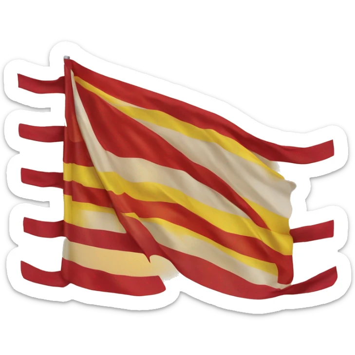 Es una bandera sin mástil de con el orden de barras horizontales de colores siguiente: amarillo, rojo, amarillo, rojo, amarillo, rojo, amarillo, rojo y amarillo. sticker