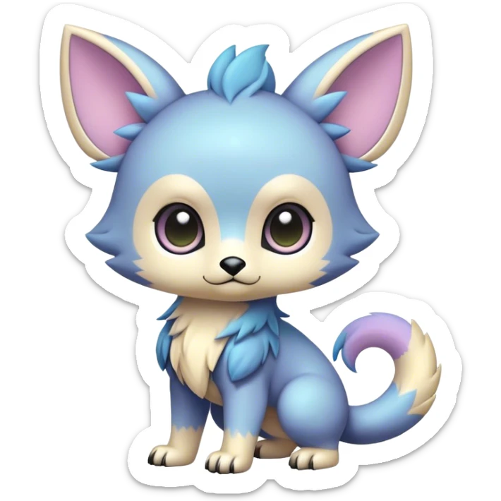 Adorable colorful chibi pastel edgy animal hybrid Fakemon full body, big Eyes sticker
