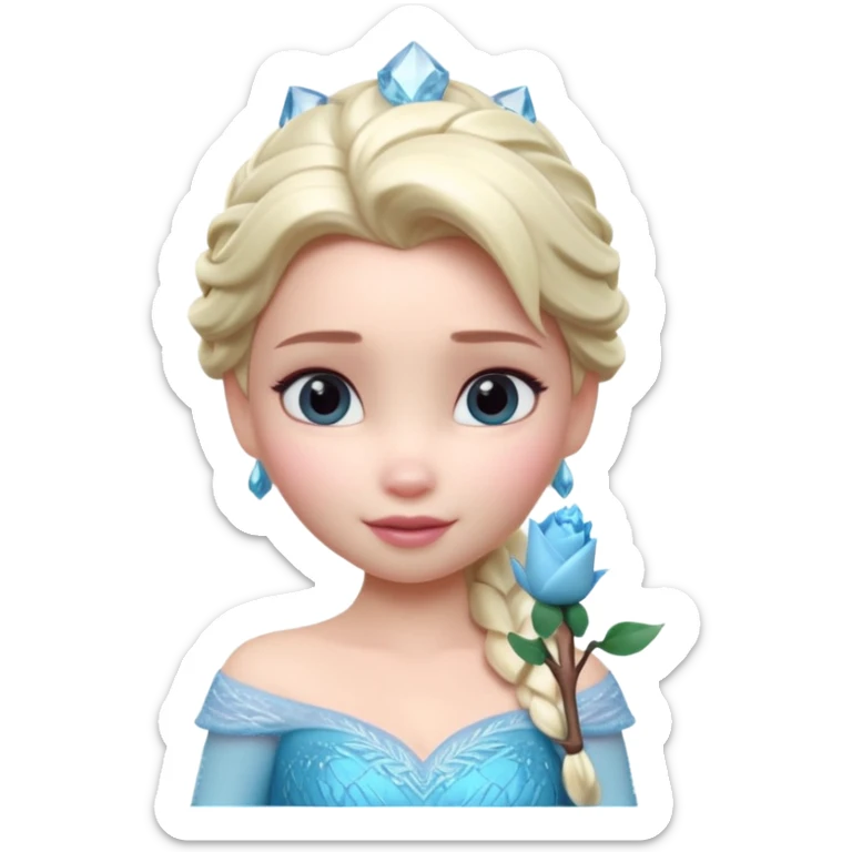 Isolated, detailed illustration of the most the most incredibly cute and sweet realistic Disney Elsa 
figurine imaginable, toy style. sticker