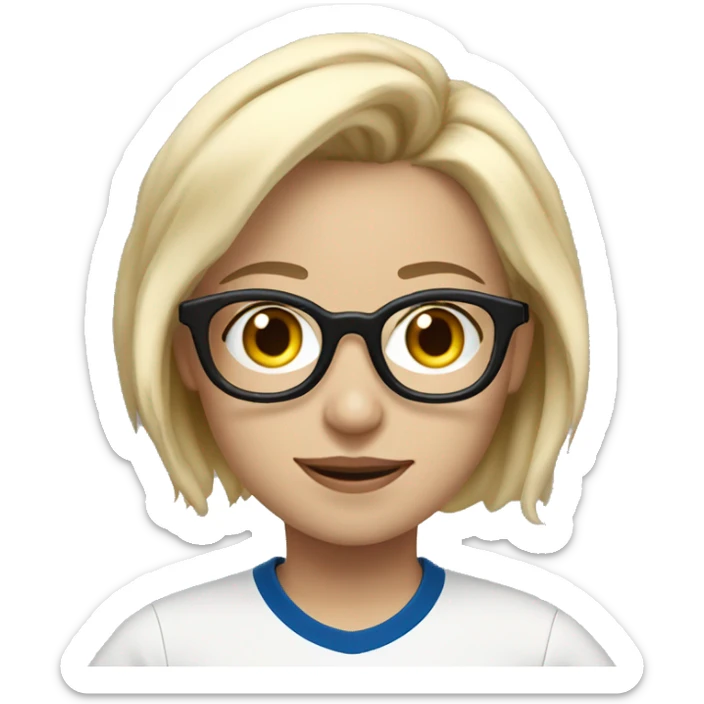 Blonde girl with glasses and short hair wifi the tshirt of Real Madrid sticker