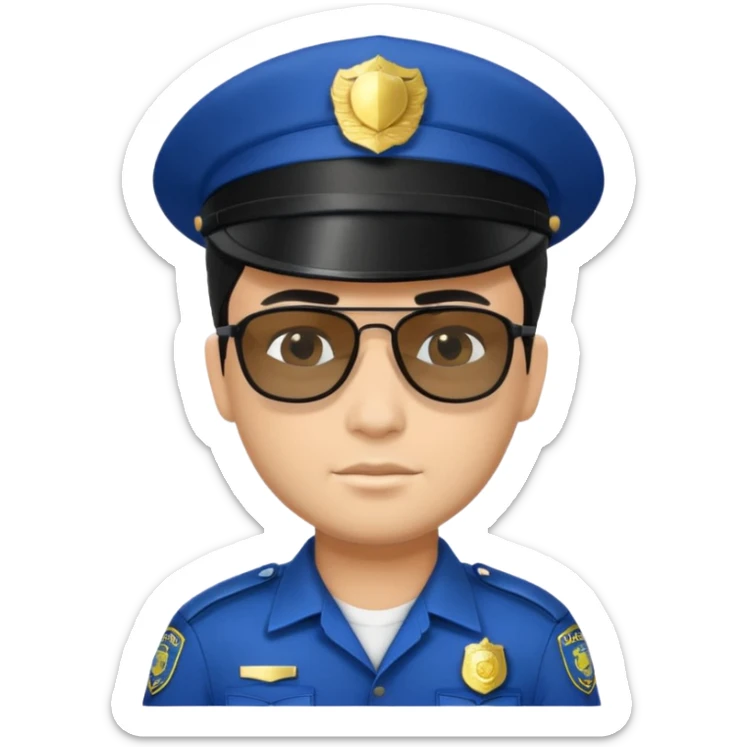 man police with hair style and hats and sun glasses black dress sticker