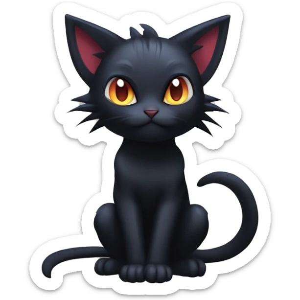 Cool Cute Edgy Black Dark Chibi Cat-Noibat-Noivern-Litten-Fakémon-hybrid sticker