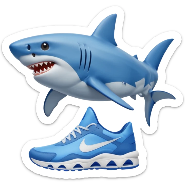Tralalero Tralala, a shark with 4 legs and blue nike sneakers on each foot sticker
