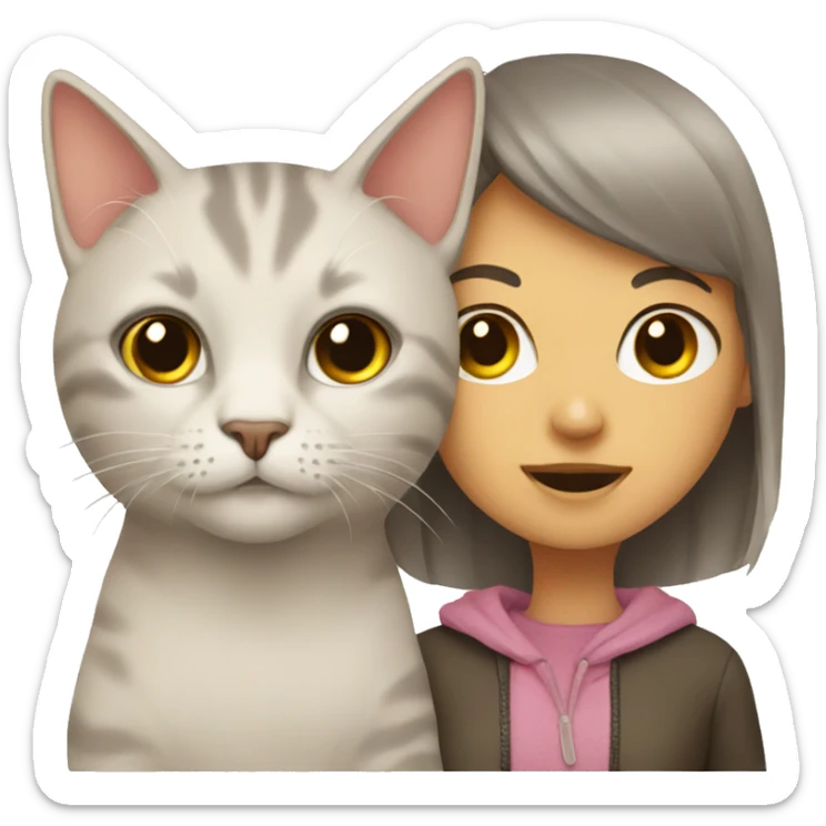cat with a girl sticker
