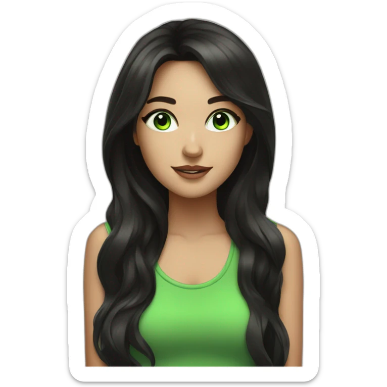 girl with dark hair and green eyes enjoys listen to music sticker
