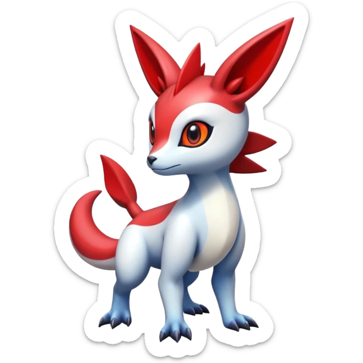  Cute Shiny Exotic Colorful Guilmon-Latias-Koraidon-Umbreon-Fakémon-hybrid-creature (full body)  sticker