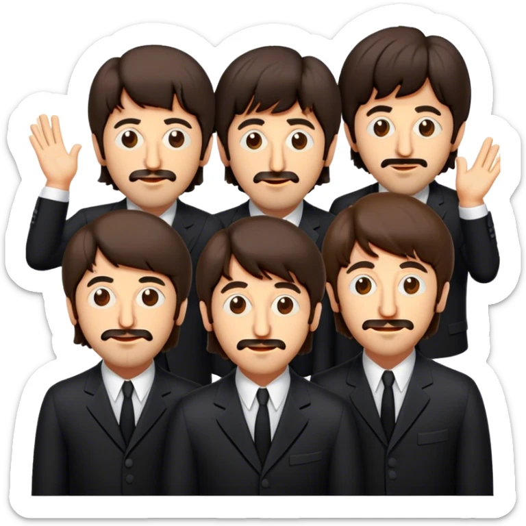 Cinematic Realistic The Beatles Pop Culture Emoji, showcasing an iconic, vibrant portrayal of the legendary band rendered with rich textures and nostalgic lighting that exude musical legacy. sticker