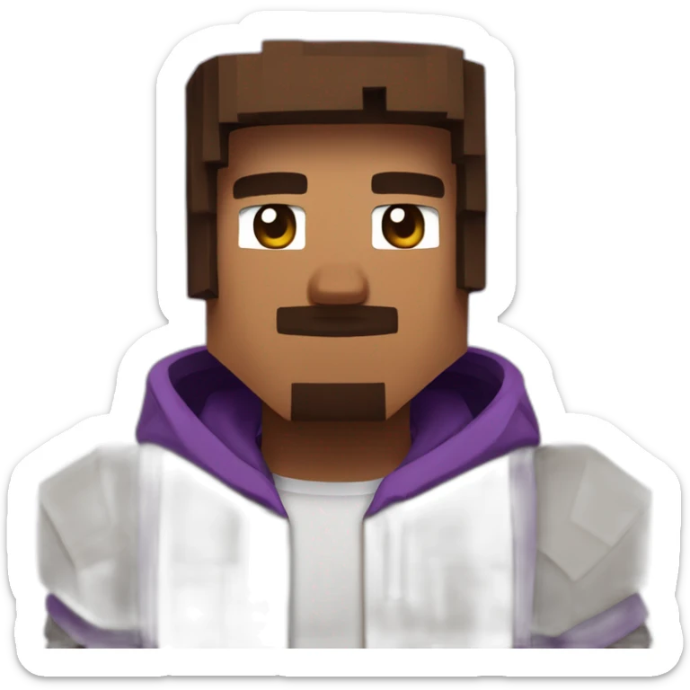 Minecraft skin with brown hair and a purple hoodie with a g on it sticker