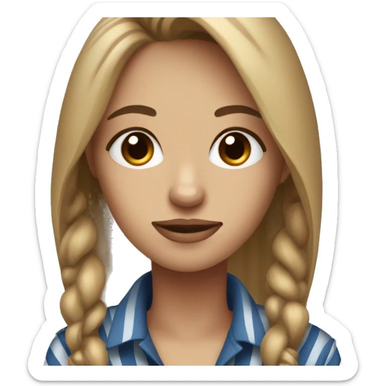 Dark blond woman with brown eyes with her dark brown striped blue eyes dog sticker