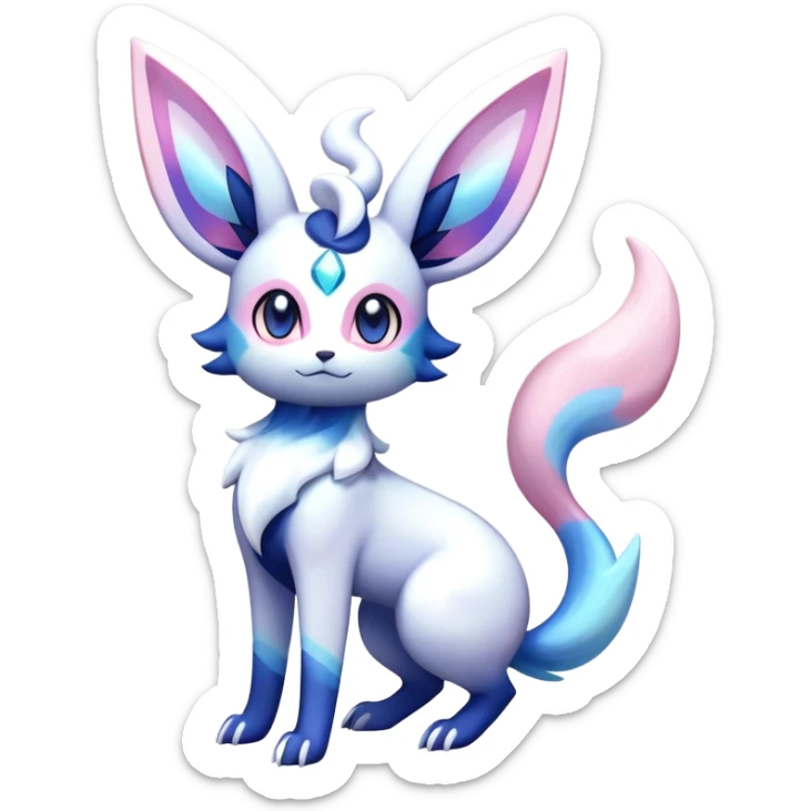 Nebulae Noibat-Sylveon-Meowstic-Umbreon-Fakémon-hybrid-creature (full body)  sticker