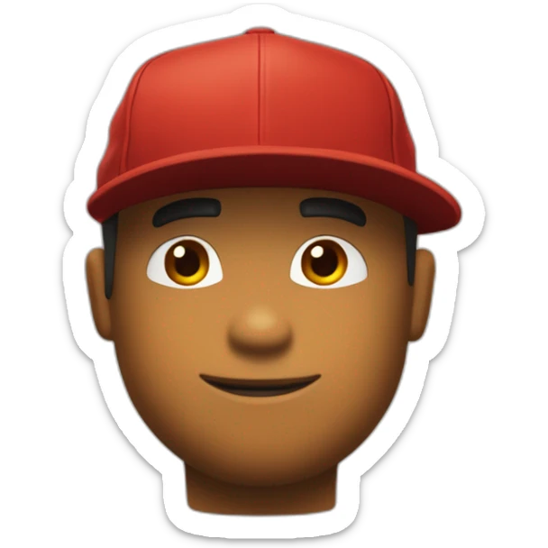 alguien con una cara simple con gorra roja y marron y su piel es amarilla, ah, cara de roblox, ojos hechos de palos sticker