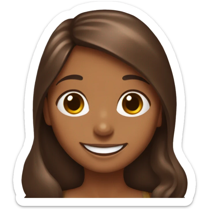 Girl with long brown hair holding a chocolate and tan dachshund and smiling sticker