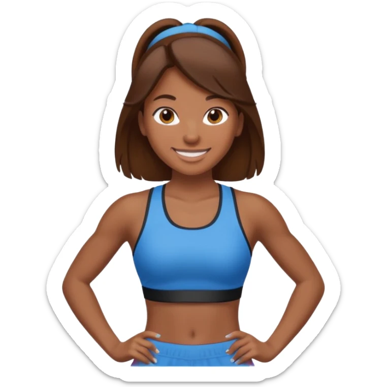Gym girl brown skin and brown hair  sticker
