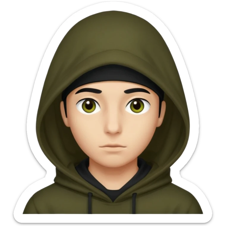 Un joven con una capucha negra que solo le deje ver los ojos y cejas sticker