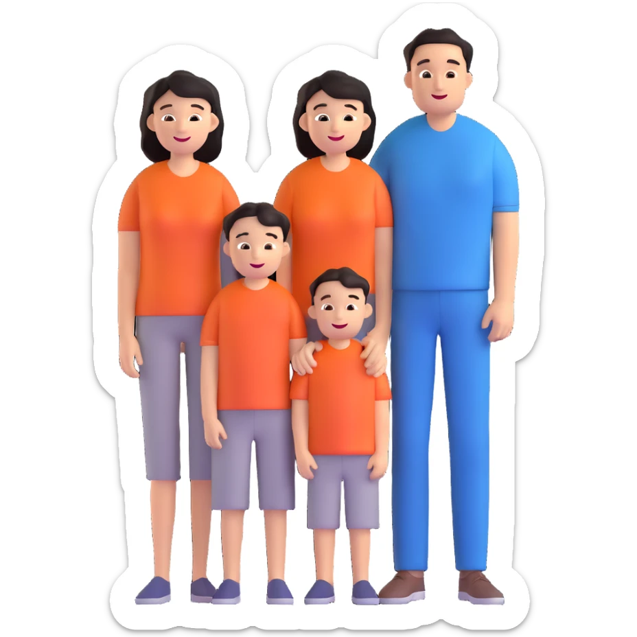 caucasian family with father mother and young son standing together happily sticker