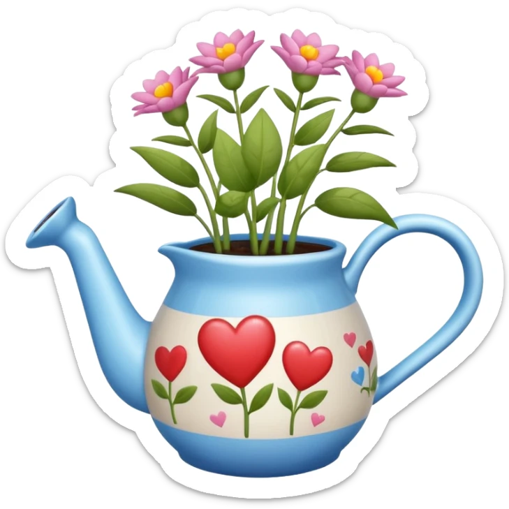 i want a watering jug with legs watering 3 plans in increasing height with hearts in the flowers sticker