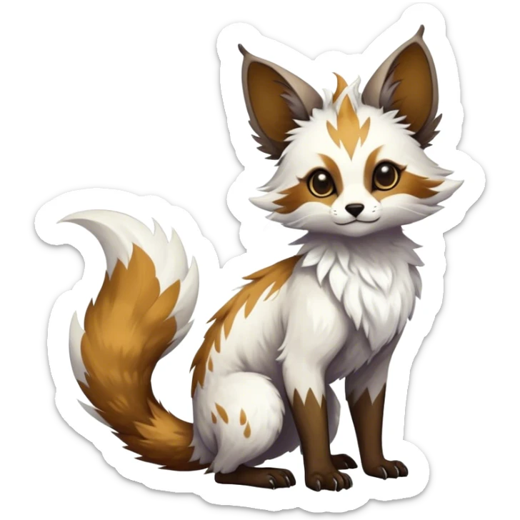 Epic Feral Rare Fantasy shiny cool fluffy Vernid-Trico-species-hybrid-animal by LiLaiRa, random markings, tufted tail, tufted ears, full body sticker