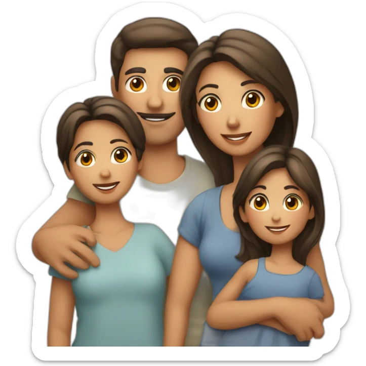 Familia de siete personas madre en padre tres chicas y dos chicos sticker