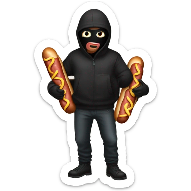 Burglar with sack full of hotdogs sticker